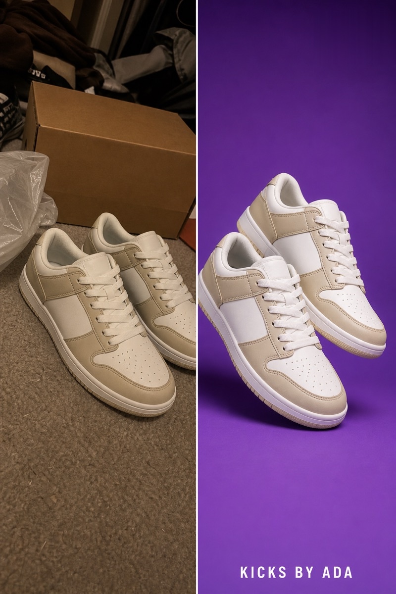 A before and after product photo made with Peckle